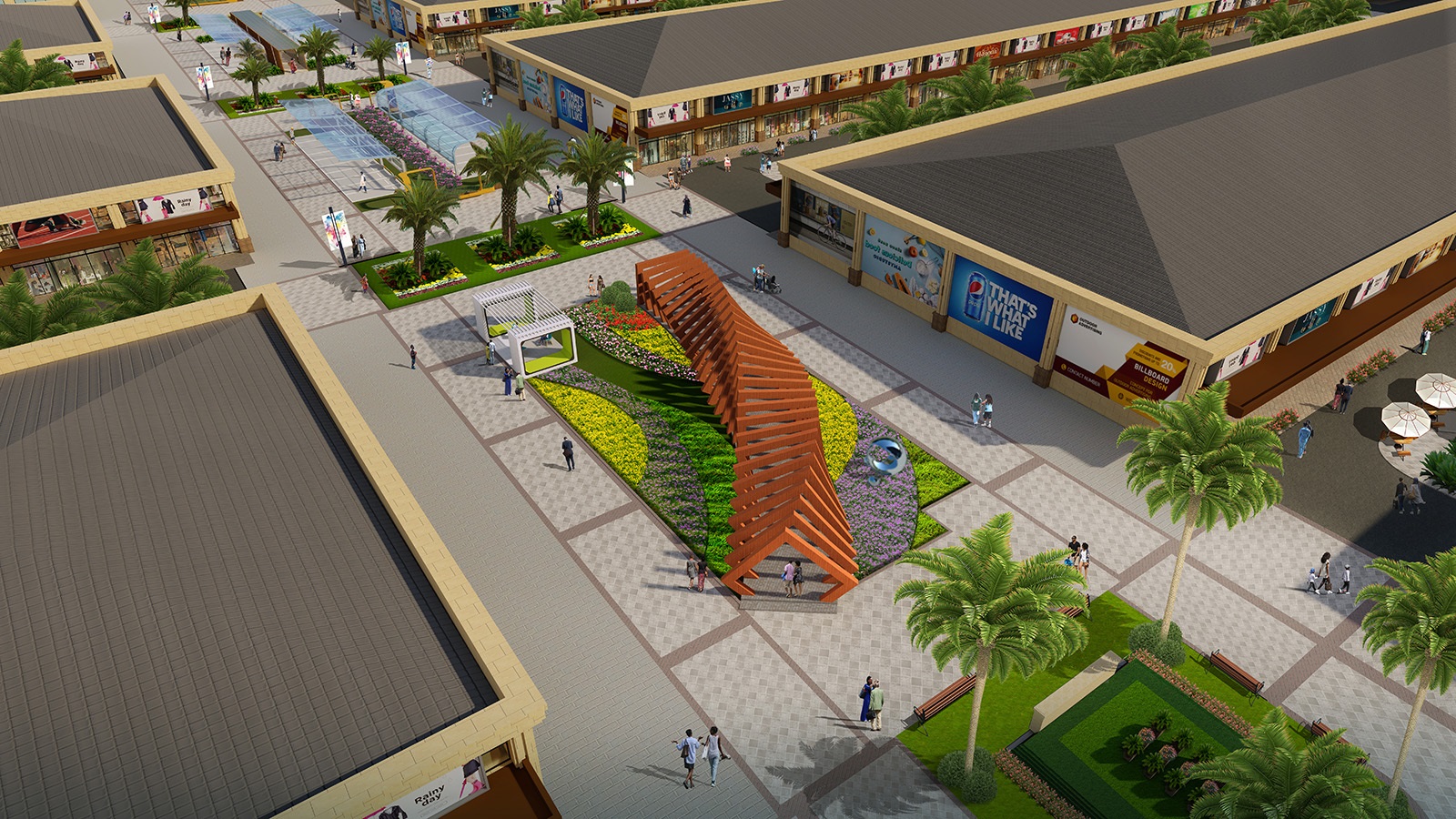 主入口处景观大道鸟瞰图